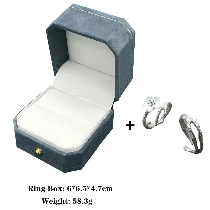 Thaya White Cherry Blossom Silver Rings s925 Silver Natural Pearl Shell Flower Rings for Women Elegant Ladies Jewelry For Couple