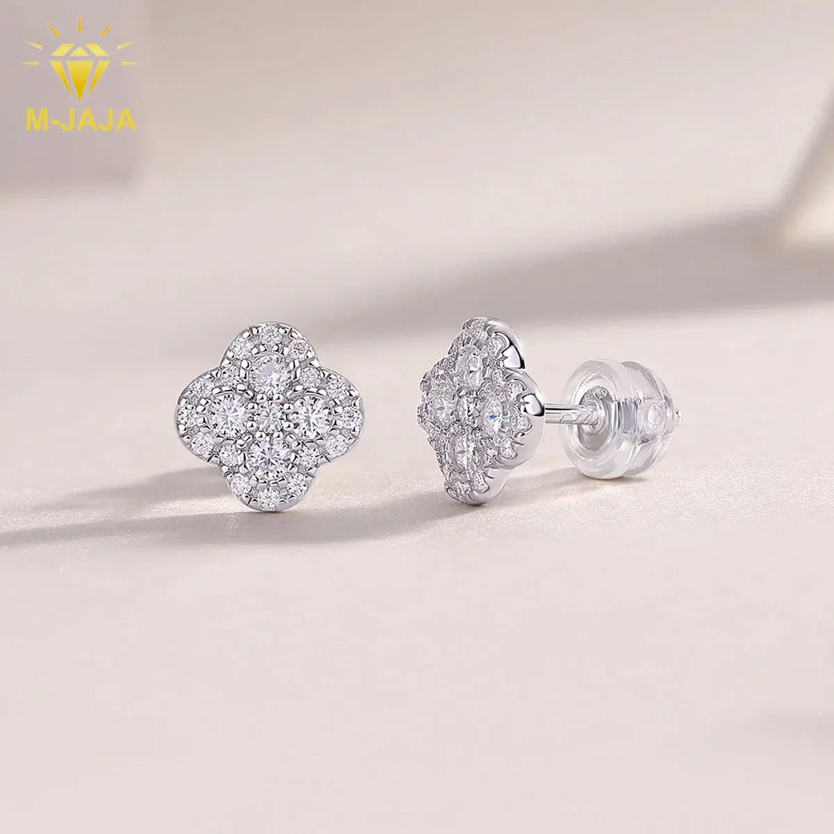 M-JAJA Moissanite Four-leaf Clover Earrings Diamond Stud Earrings for Women S925 Sterling Silver Earring 2025 New Trendy Jewelry