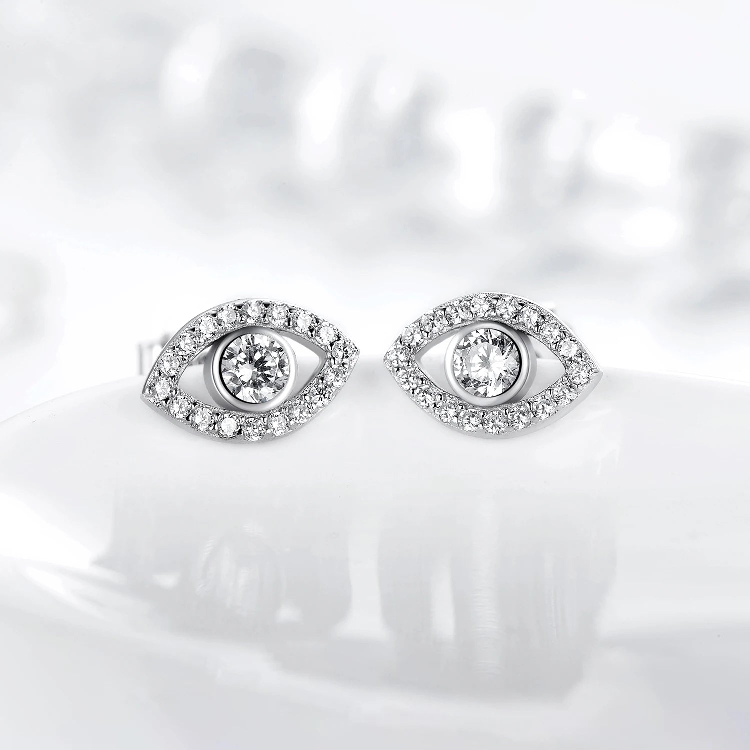 Modian 2026 Hot Sale 100% 925 Sterling Silver Cubic Zirconia Clear Eyes Lucky Stud Earrings For Women Fashion Cute Fine Jewelry