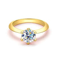 Smyoue 18k Gold Plated 1ct Moissanite Ring for Women Sparkling Classic Wedding Promise Band 925 Sterling Silver Jewelry 3 Colors