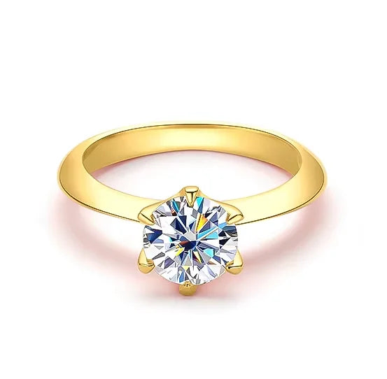 Smyoue 18k Gold Plated 1ct Moissanite Ring for Women Sparkling Classic Wedding Promise Band 925 Sterling Silver Jewelry 3 Colors