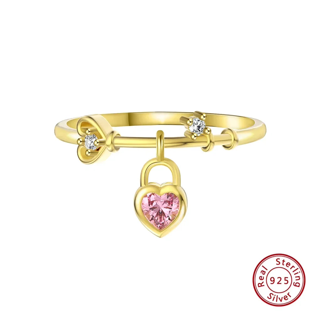 ORSA JEWELS Fashion 925 Sterling Silver Heart CZ Eternity Rings Women's 14K Gold Handmade AAAA Zircon Finger Rings Jewelry SR312