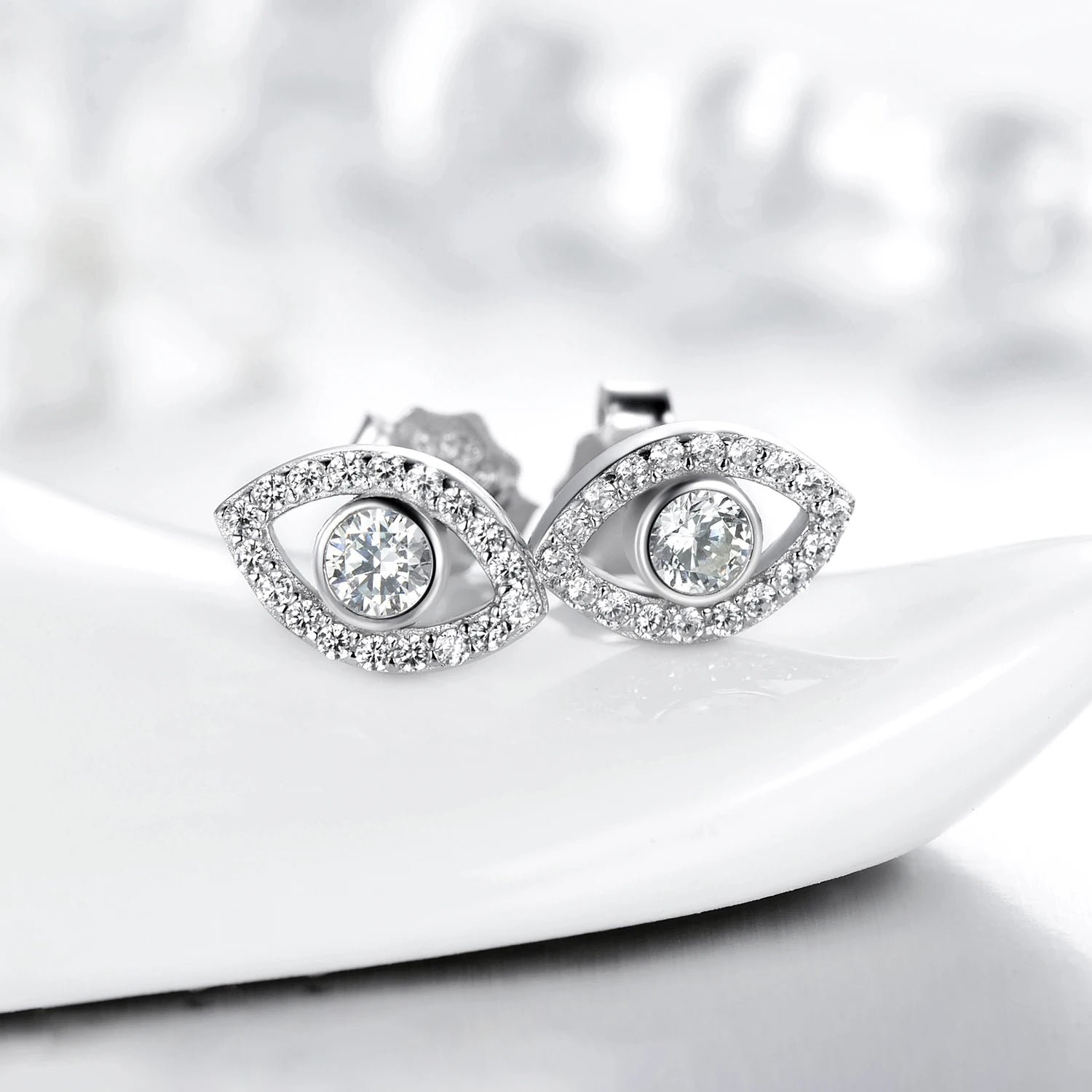 Modian 2026 Hot Sale 100% 925 Sterling Silver Cubic Zirconia Clear Eyes Lucky Stud Earrings For Women Fashion Cute Fine Jewelry