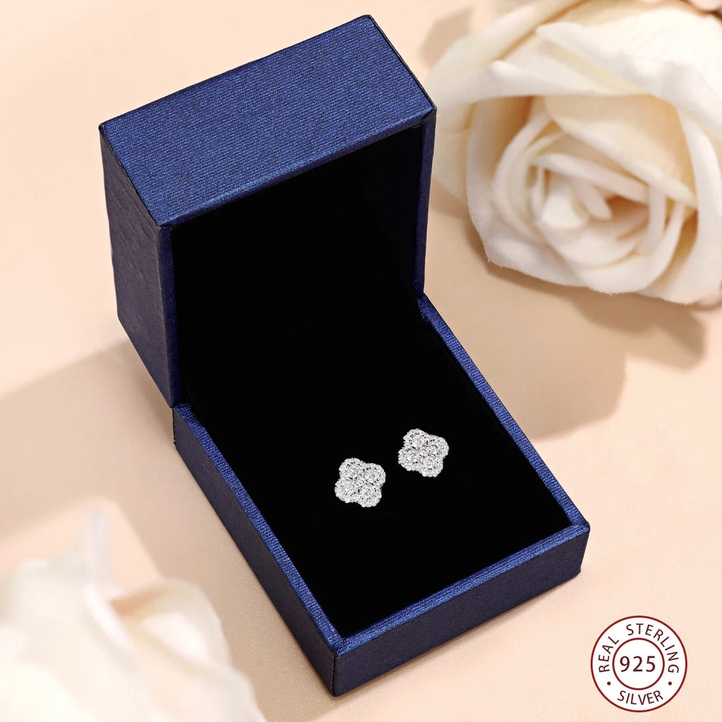 M-JAJA Moissanite Four-leaf Clover Earrings Diamond Stud Earrings for Women S925 Sterling Silver Earring 2025 New Trendy Jewelry