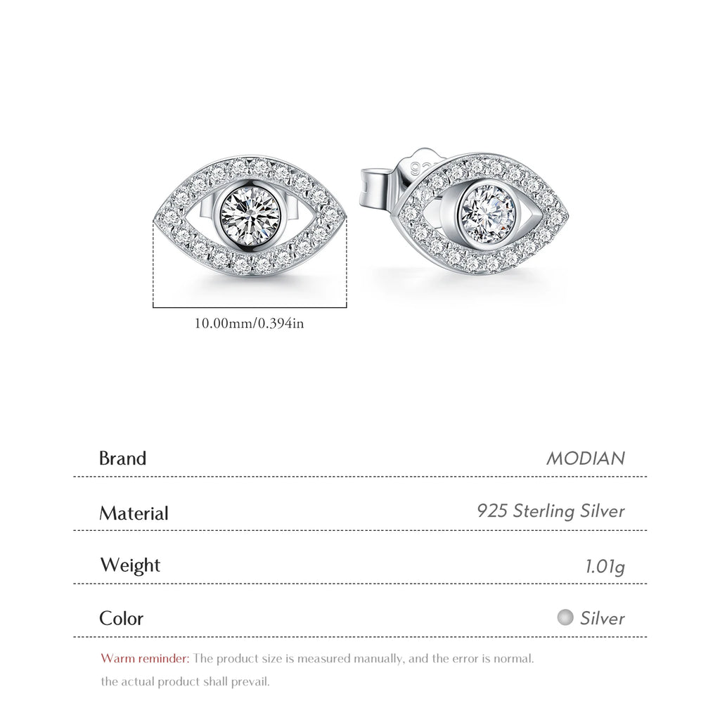 Modian 2026 Hot Sale 100% 925 Sterling Silver Cubic Zirconia Clear Eyes Lucky Stud Earrings For Women Fashion Cute Fine Jewelry